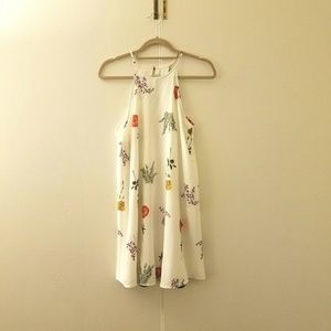 Forever 21 Halter High Neck White Floral Dress S